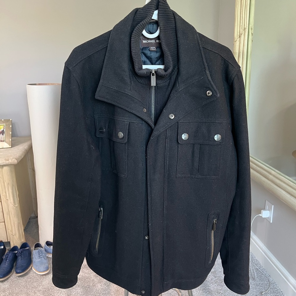 Michael Kors Black Military Field Coat